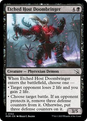 Etched Host Doombringer card from March of the Machine