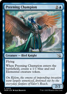 Preening Champion card from March of the Machine