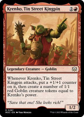 Krenko, Tin Street Kingpin card from Commander: March of the Machine