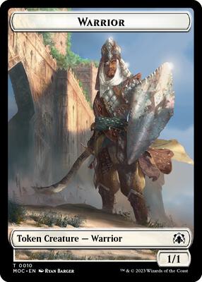 Warrior // Emblem - Elspeth, Sun's Champion Double-sided Token card from Commander: March of the Machine