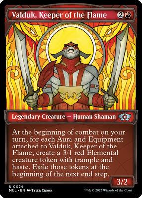 Valduk, Keeper of the Flame card from March of the Machine: Multiverse Legends
