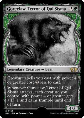 Goreclaw, Terror of Qal Sisma (Halo Foil) card from March of the Machine: Multiverse Legends
