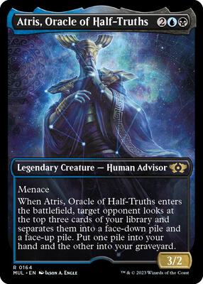 Atris, Oracle of Half-Truths (Halo Foil) card from March of the Machine: Multiverse Legends