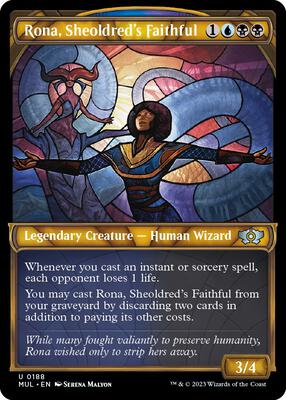 Rona, Sheoldred's Faithful (Halo Foil) card from March of the Machine: Multiverse Legends