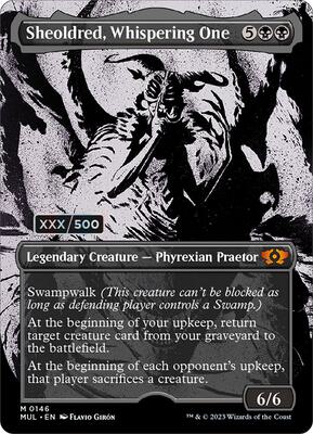 Sheoldred, Whispering One (Serial Numbered) card from March of the Machine: Multiverse Legends
