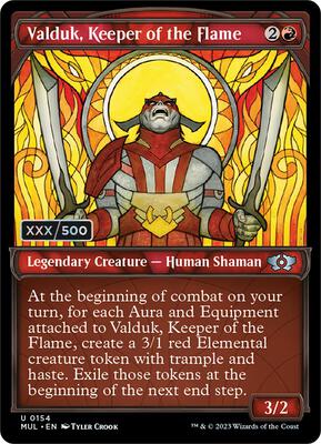 Valduk, Keeper of the Flame (Serial Numbered) card from March of the Machine: Multiverse Legends