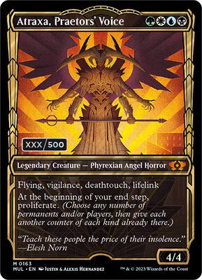 Atraxa, Praetors' Voice (Serial Numbered) card from March of the Machine: Multiverse Legends