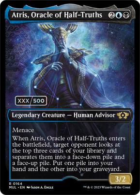 Atris, Oracle of Half-Truths (Serial Numbered) card from March of the Machine: Multiverse Legends