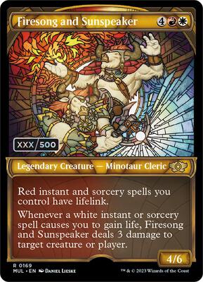 Firesong and Sunspeaker (Serial Numbered) card from March of the Machine: Multiverse Legends