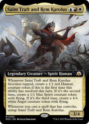 Saint Traft and Rem Karolus (Extended Art) card from Commander: March of the Machine