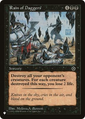 Rain of Daggers card from The List Reprints