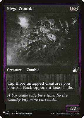 Siege Zombie card from The List Reprints