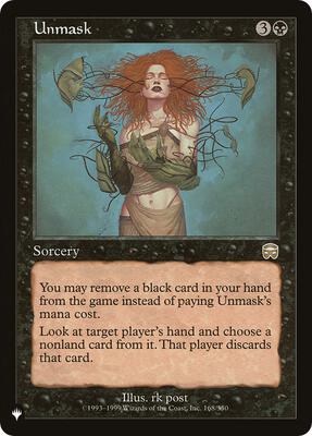 Unmask card from The List Reprints