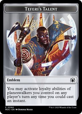 Emblem - Teferi's Talent // Phyrexian Myr Double-Sided Token card from Commander: March of the Machine