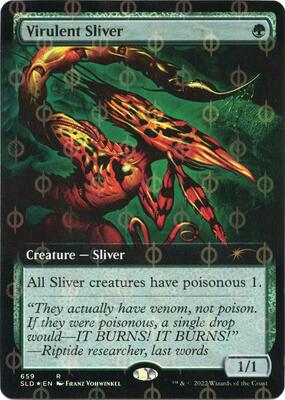 Virulent Sliver (Extended Art) (Step-and-Compleat Foil) card from Secret Lair Drop Series