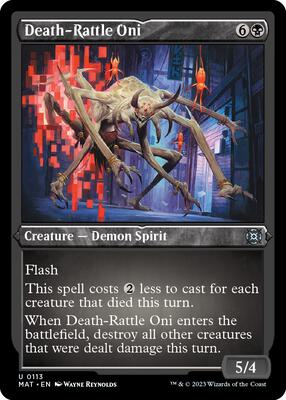 Death-Rattle Oni (Foil Etched) card from March of the Machine: The Aftermath
