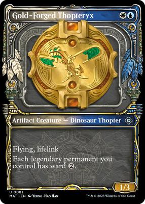 Gold-Forged Thopteryx (Showcase) card from March of the Machine: The Aftermath