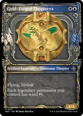 Gold-Forged Thopteryx (Halo Foil) card from March of the Machine: The Aftermath