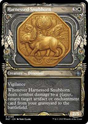 Harnessed Snubhorn (Halo Foil) card from March of the Machine: The Aftermath