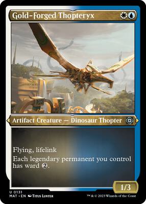 Gold-Forged Thopteryx (Foil Etched) card from March of the Machine: The Aftermath