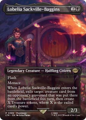 Lobelia Sackville-Baggins (Borderless) card from Universes Beyond: The Lord of the Rings: Tales of Middle-earth