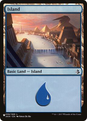 Island (258) card from The List Reprints