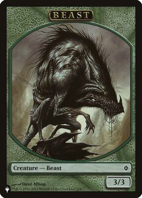 Beast // Emblem - Liliana, Defiant Necromancer Double-Sided Token card from The List Reprints