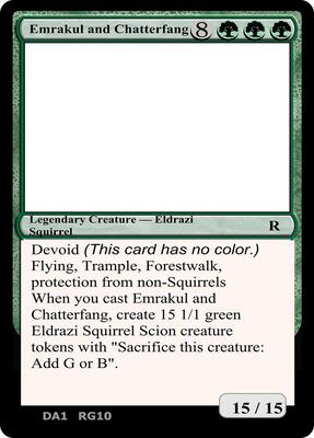 Emrakul and Chatterfang card from Un-Known Event Playtest Cards