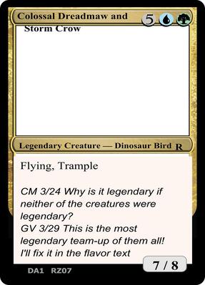 Colossal Dreadmaw and Storm Crow card from Un-Known Event Playtest Cards