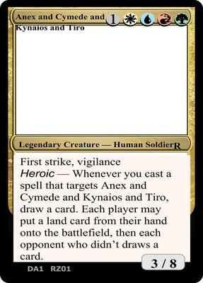 Anax and Cymede & Kynaios and Tiro card from Un-Known Event Playtest Cards