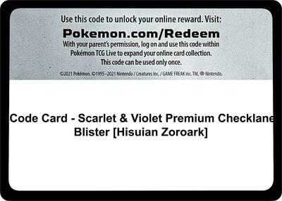Code Card - Scarlet & Violet Premium Checklane Blister [Hisuian Zoroark] card from SV01: Scarlet & Violet Base Set