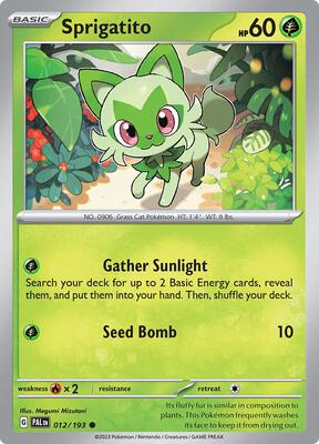 Sprigatito - 012/193 card from SV02: Paldea Evolved