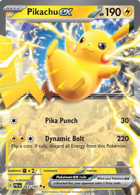 Pikachu ex card from SV02: Paldea Evolved