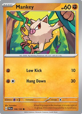 Mankey card from SV02: Paldea Evolved