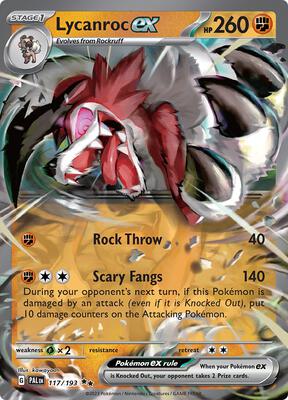 Lycanroc ex card from SV02: Paldea Evolved