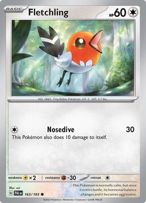 Fletchling card from SV02: Paldea Evolved