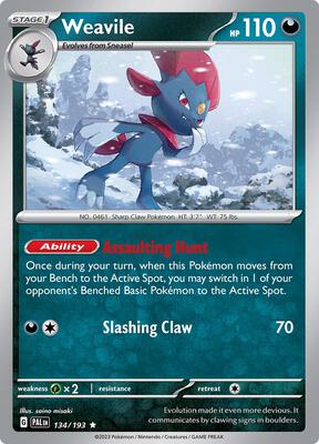 Weavile card from SV02: Paldea Evolved