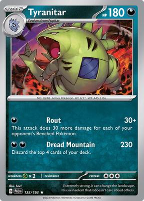 Tyranitar - 135/193 card from SV02: Paldea Evolved