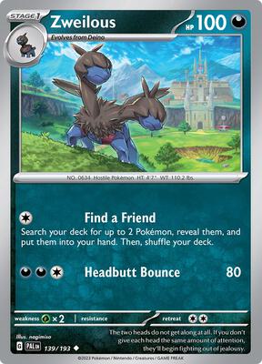 Zweilous card from SV02: Paldea Evolved