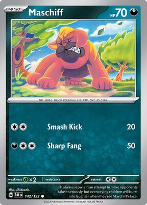Maschiff - 142/193 card from SV02: Paldea Evolved
