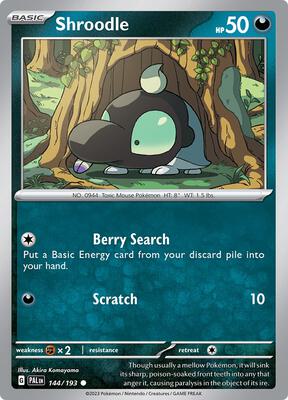 Shroodle - 144/193 card from SV02: Paldea Evolved