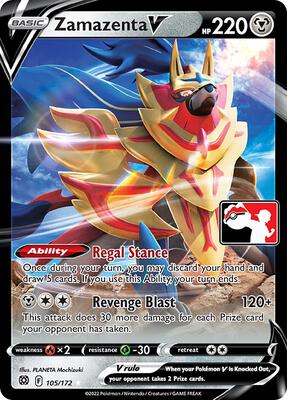 Zamazenta V - 105/172 card from Prize Pack Series Cards