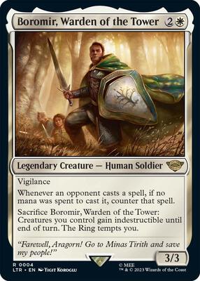 Boromir, Warden of the Tower card from Universes Beyond: The Lord of the Rings: Tales of Middle-earth