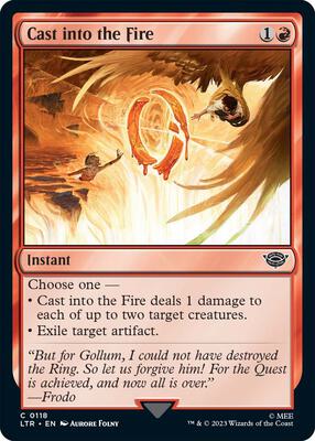 Cast into the Fire card from Universes Beyond: The Lord of the Rings: Tales of Middle-earth
