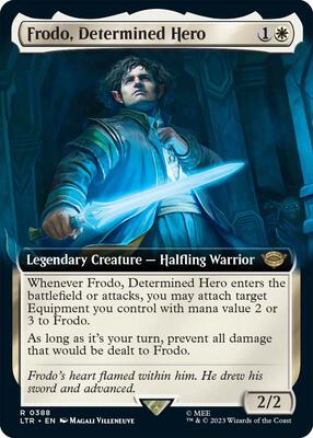 Frodo, Determined Hero (Extended Art) card from Universes Beyond: The Lord of the Rings: Tales of Middle-earth