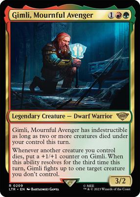 Gimli, Mournful Avenger card from Universes Beyond: The Lord of the Rings: Tales of Middle-earth