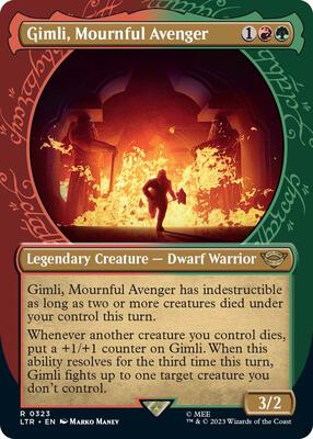 Gimli, Mournful Avenger (Showcase) card from Universes Beyond: The Lord of the Rings: Tales of Middle-earth