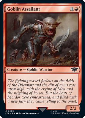 Goblin Assailant card from Universes Beyond: The Lord of the Rings: Tales of Middle-earth