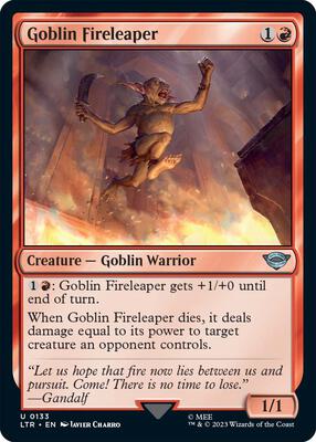 Goblin Fireleaper card from Universes Beyond: The Lord of the Rings: Tales of Middle-earth
