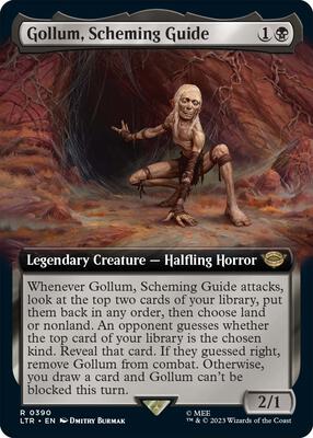 Gollum, Scheming Guide (Extended Art) card from Universes Beyond: The Lord of the Rings: Tales of Middle-earth